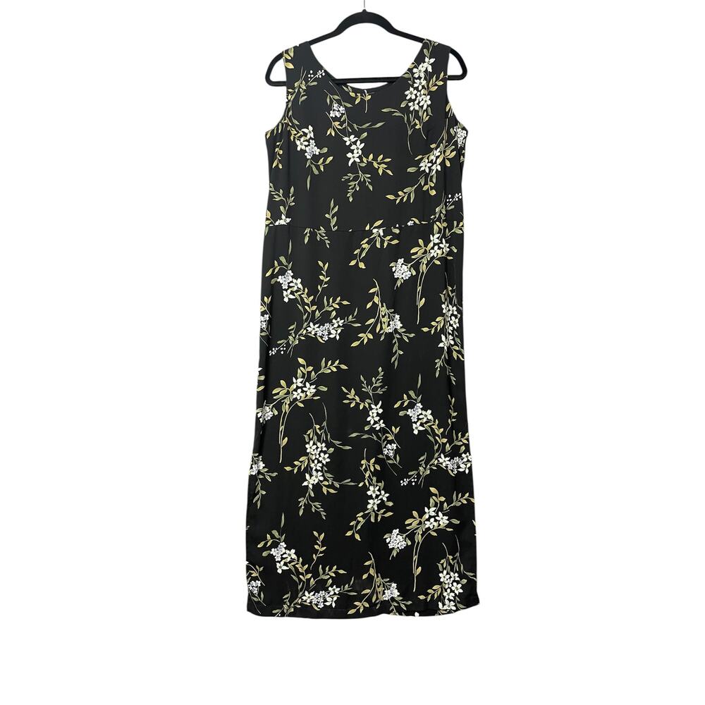 Premier Y2K Vintage Black & Floral Sleeveless Maxi Dress SZ Medium Dark Boho